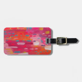 ピンクとオレンジのブラシマークの抽象芸術 ラゲッジタグ (正面横)