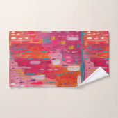 ピンクとオレンジのブラシマーク抽象芸術 バスタオルセット (ハンドタオル)
