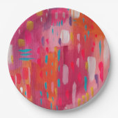 ピンクとオレンジのブラシマーク ペーパープレート (正面)