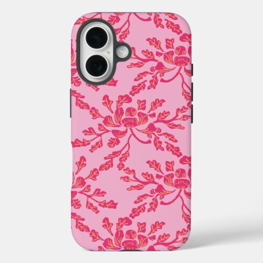ピンクとオレンジのボタンのかかったウッドカット Case-Mate iPhoneケース (裏面)