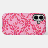 ピンクとオレンジのボタンのかかったウッドカット Case-Mate iPhoneケース (裏面 (横))