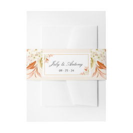 ピンクとオレンジのボヘミアンスタイルのトレンディーな結婚式 招待状ベリーバンド