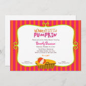 ピンクとオレンジのママの小さなカボチャのベビーシャワー 招待状 (正面/裏面)