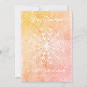 ピンクとオレンジのメリークリスマススノーフレーク シーズンカード (正面)