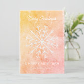 ピンクとオレンジのメリークリスマススノーフレーク シーズンカード (スタンド正面)