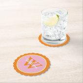 ピンクとオレンジのモノグラムの紙コースター ペーパーコースター (インサイチュ)