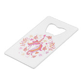 ピンクとオレンジのユニコーン クレジットカード栓抜き (正面アングル)