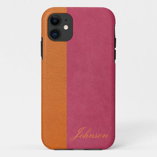 ピンクとオレンジのレザールック Case-Mate iPhoneケース (裏面)