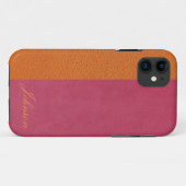 ピンクとオレンジのレザールック Case-Mate iPhoneケース (裏面(横))