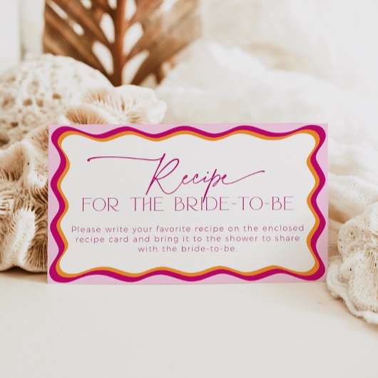 ピンクとオレンジのレシピカード要求ブライダルシャワー エンクロージャーカード