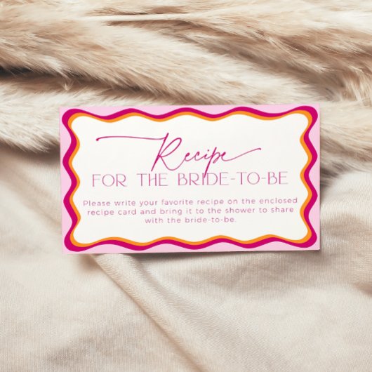 ピンクとオレンジのレシピカード要求ブライダルシャワー エンクロージャーカード
