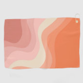 ピンクとオレンジのレトロなスタイル波 ゴルフタオル (横)