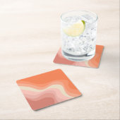 ピンクとオレンジのレトロなスタイル波 スクエアペーパーコースター (インサイチュ)