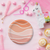 ピンクとオレンジのレトロなスタイル波 ペーパープレート (パーティー)