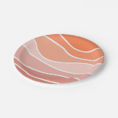 ピンクとオレンジのレトロなスタイル波 ペーパープレート (アングル)