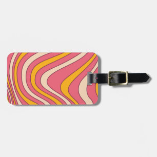 ピンクとオレンジのレトロなスタイル波 ラゲッジタグ