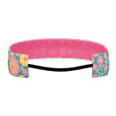 ピンクとオレンジのレトロな花の模様（名前あり） アスレチックヘッドバンド (裏面)