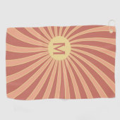 ピンクとオレンジのレトロスタイル日が差すことデザイン ゴルフタオル (横)