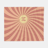 ピンクとオレンジのレトロスタイル日が差すことデザイン フリースブランケット (正面(横))