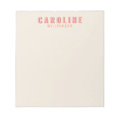 ピンクとオレンジのレトロタイポグラフィクリエイティブカスタム ノートパッド (正面)