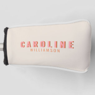 ピンクとオレンジのレトロタイポグラフィクリエイティブ モダン ゴルフヘッドカバー