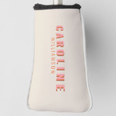 ピンクとオレンジのレトロタイポグラフィクリエイティブ モダン ゴルフヘッドカバー (回転90)