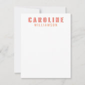 ピンクとオレンジのレトロタイポグラフィパーソナライズされた名 ノートカード (正面)