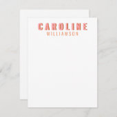 ピンクとオレンジのレトロタイポグラフィパーソナライズされた名 ノートカード (正面/裏面)