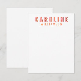 ピンクとオレンジのレトロタイポグラフィパーソナライズされた名 ノートカード