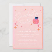 ピンクとオレンジのレトロディスコボール卒業パーティー 招待状 (裏面)