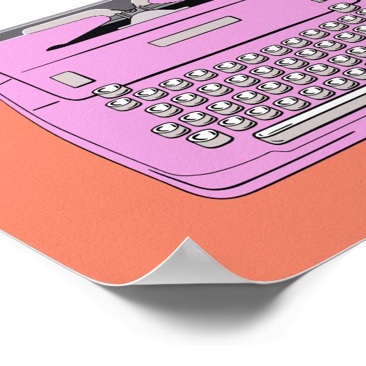 ピンクとオレンジのレトロヴィンテージタイプライター ポスター (角)