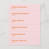 ピンクとオレンジのレトロ結婚の座席表DIY 招待状 (正面)