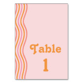 ピンクとオレンジのレトロ結婚Groovy テーブルナンバー (正面)