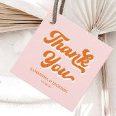 ピンクとオレンジのレトロ70sありがとうござ結婚う フェイバータグ