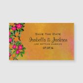 ピンクとオレンジのワイルドフラワーウェディング日付を保存 (正面)