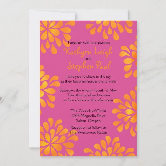 ピンクとオレンジの光 – 結婚式招待状 招待状 (正面)