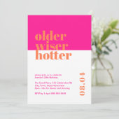 ピンクとオレンジの古い、ワイザー、ホッター誕生日 招待状 (スタンド正面)
