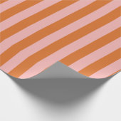 ピンクとオレンジの垂直ストライプパターン ラッピングペーパー (角)