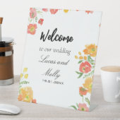 ピンクとオレンジの夏のフローラのペデスタルのサイン 台座サイン (インサイチュ)