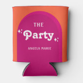 ピンクとオレンジの夕日レトロパーティー 缶クーラー (正面)