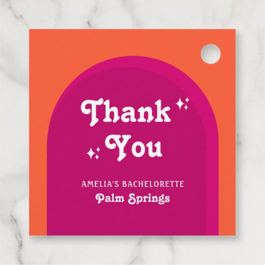 ピンクとオレンジの夕日レトロ独身最後の週末 フェイバータグ (裏面)