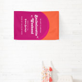 ピンクとオレンジの夕日レトロ独身最後の週末 横断幕 (インサイチュ)