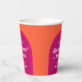 ピンクとオレンジの夕日レトロ独身最後の週末 紙コップ (左)
