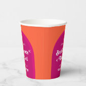 ピンクとオレンジの夕日レトロ独身最後の週末 紙コップ (右)