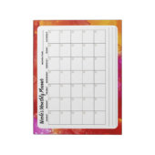 ピンクとオレンジの大理石の毎月のカレンダーメモ帳 ノートパッド (回転)