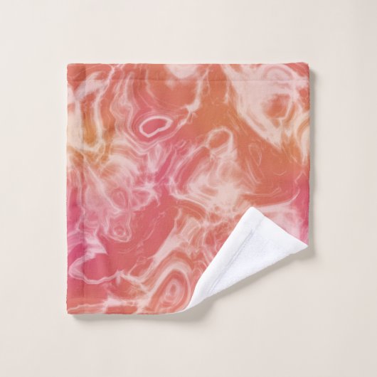 ピンクとオレンジの大理石抽象芸術 バスタオルセット (ウォッシュタオル)