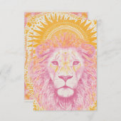 ピンクとオレンジの天ライオン サンキューカード (正面/裏面)