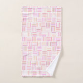 ピンクとオレンジの幾何学的 バスタオルセット (ハンドタオル)