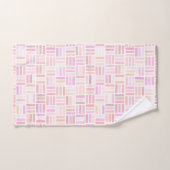 ピンクとオレンジの幾何学的 バスタオルセット (ハンドタオル)