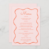 ピンクとオレンジの手描き波結婚の メニュー (正面/裏面)